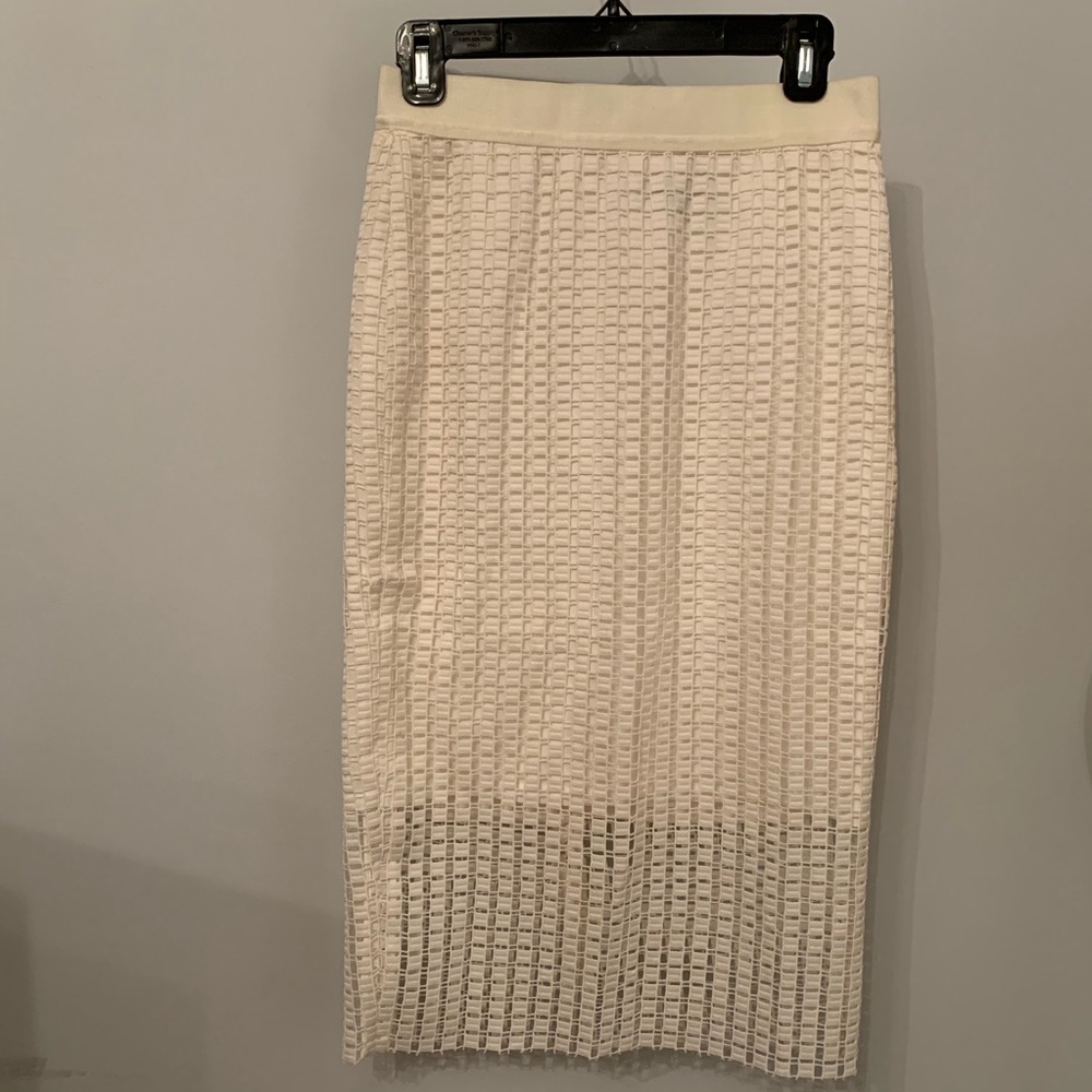 Ann Taylor White Knee Length Pencil Skirt